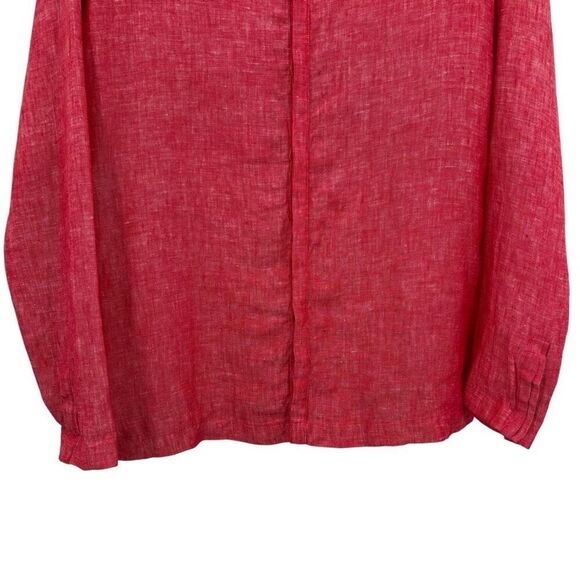 Murano Linen Long Sleeve Button Front Tunic Blouse Light Red Size Small - Picture 4 of 10